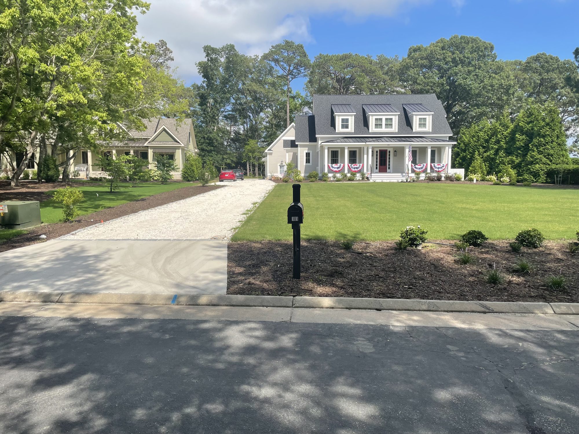 Finished front lawn and plantings
